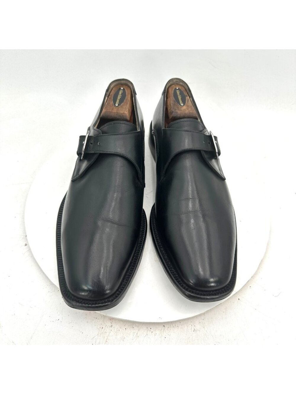 Bruno Magli Men Size 10M Black Leather Single-Monk Buckle Dress Shoes
